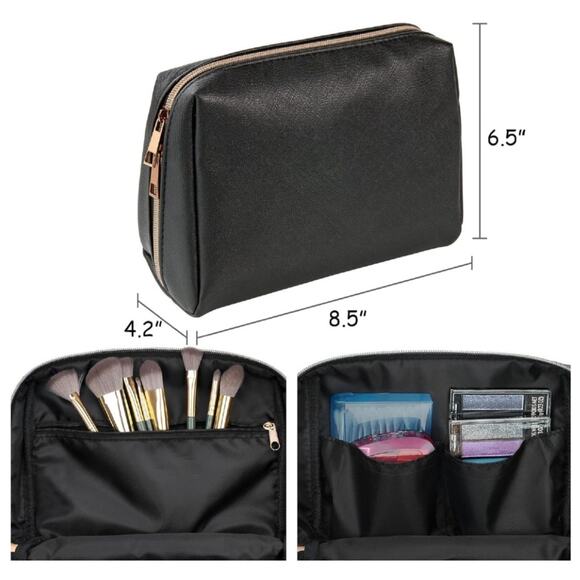 Travel Makeup Bag Portable Cosmetic Bag for Women Waterproof PU Leather Make up - Picture 3 of 5